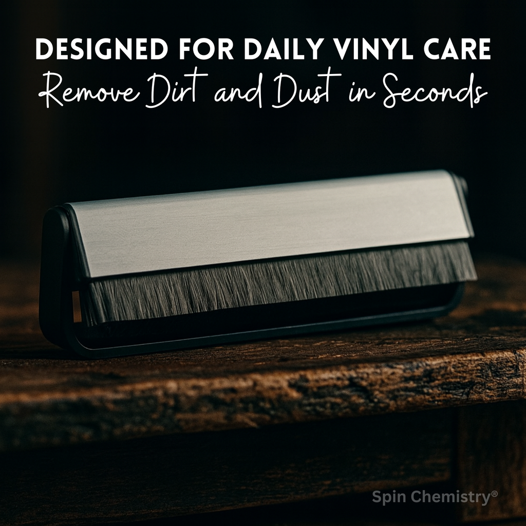 Silver Anti-Static Carbon Fibre Vinyl Record Cleaning Brush