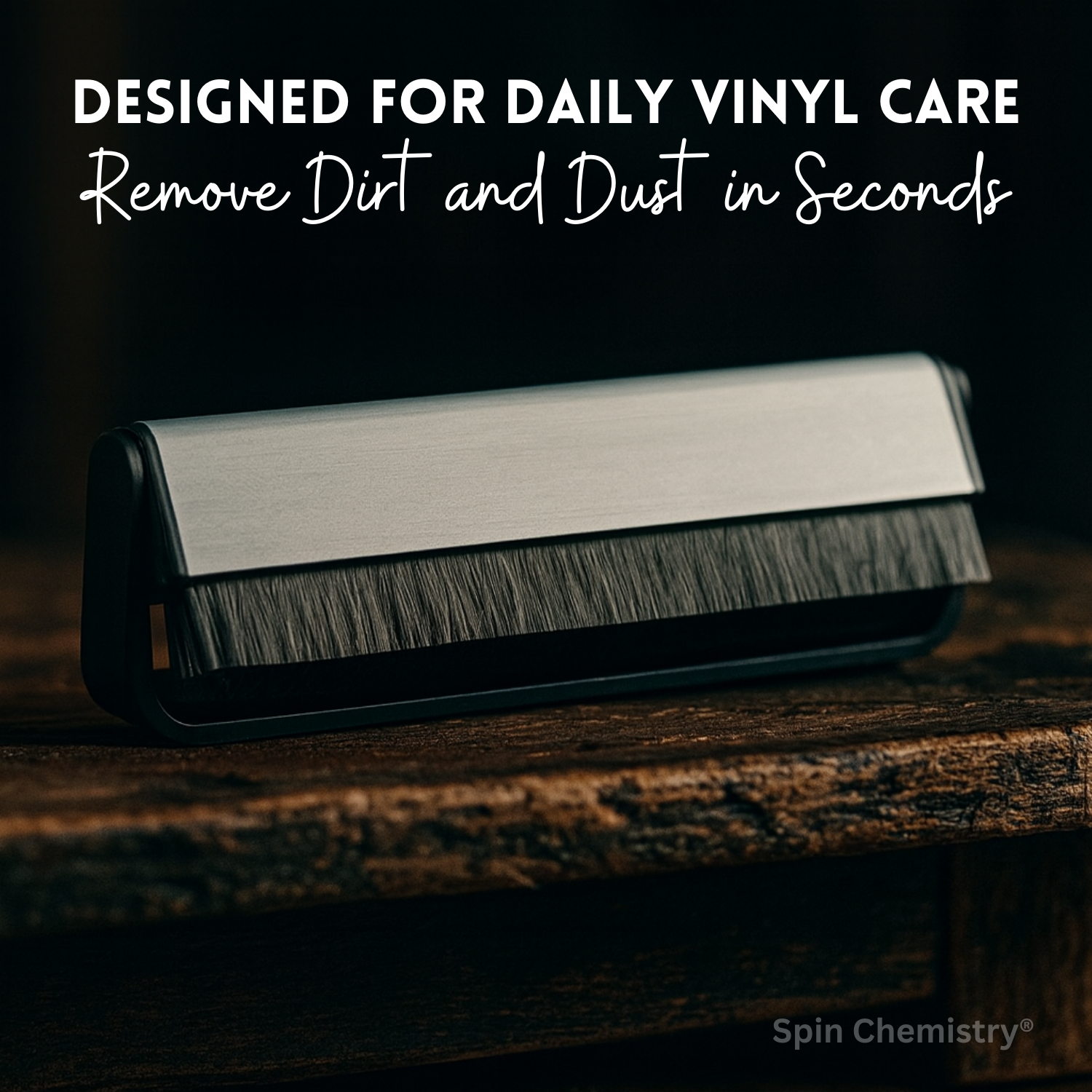 Silver Anti-Static Carbon Fibre Vinyl Record Cleaning Brush
