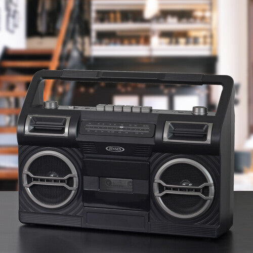 Jensen Boombox Cassette Player/Recorder MP3, AM/FM Radio (Black)
