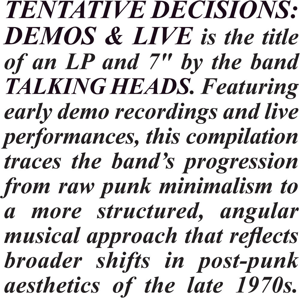 Talking Heads- Tentative Decisions: Demos & Live (Wsv) ( Vinyl )