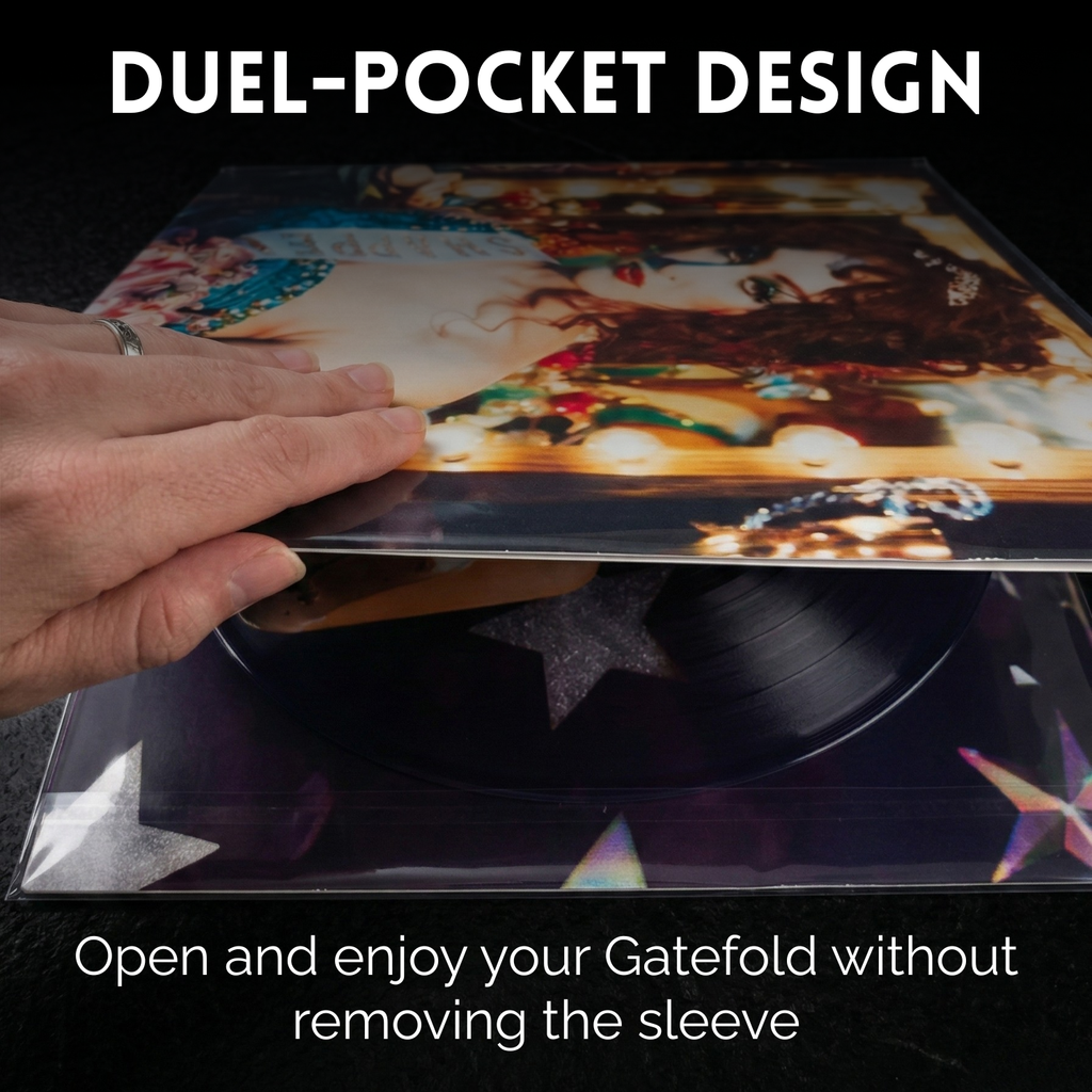 25 Pack 12" Vinyl Record Gatefold Outer Sleeves (Crystal Gatefolds)