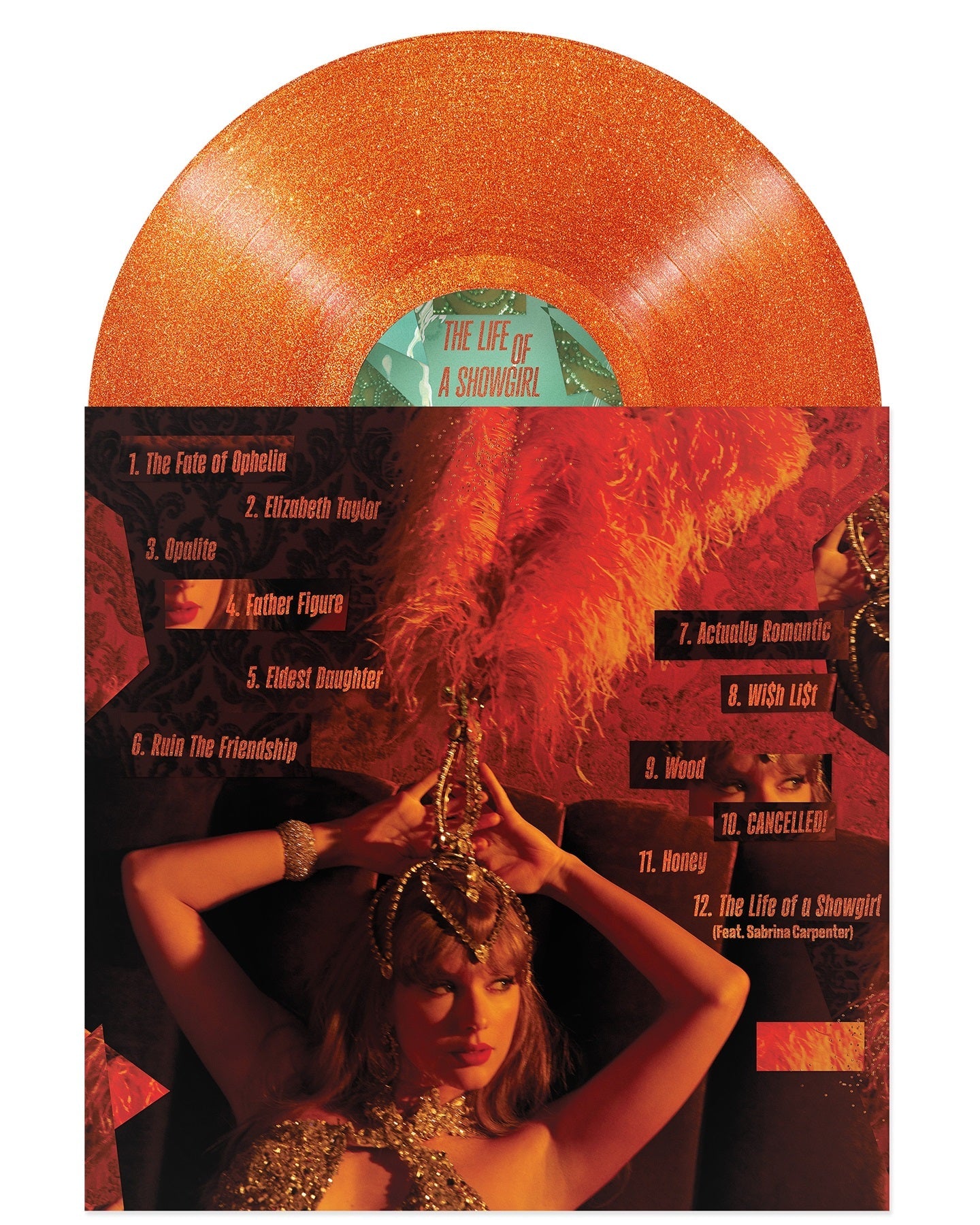 Taylor Swift- The Life of a Showgirl [Sweat and Vanilla Perfume Portofino Orange Glitter Vinyl] ( Vinyl )